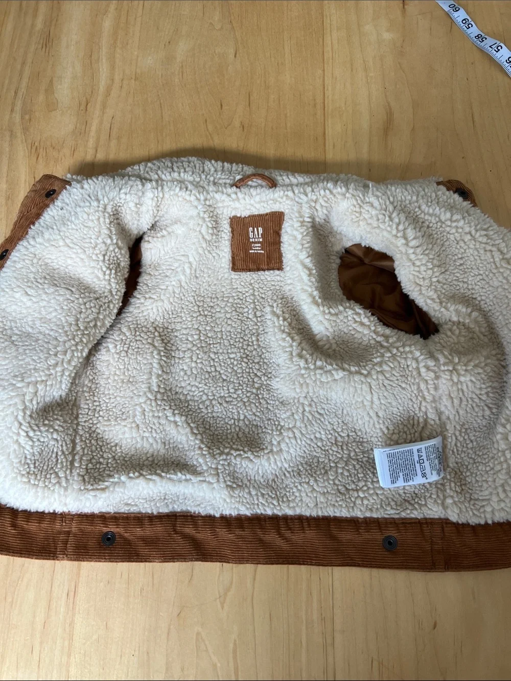 GAP Kids Rust Brown Corduroy Jacket with Cream Sherpa Collar